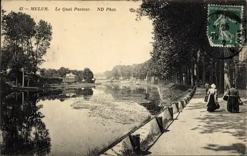 Ak Melun Seine et Marne, le Quai Pasteur