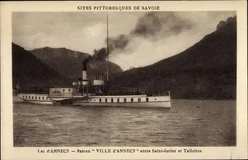 Ak Annecy Haute Savoie, See, Bateau Ville d'Annecy entre Saint-Jorioz et Talloires