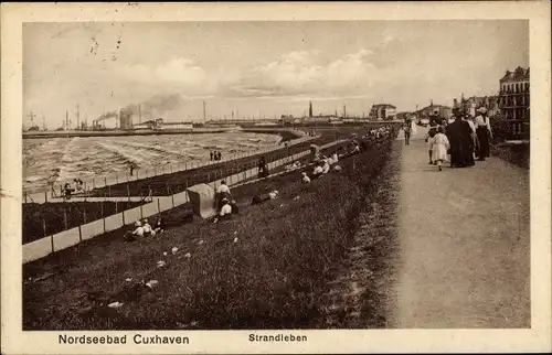 Ak Cuxhaven in Niedersachsen, Strand und Promenade