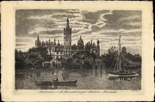 Künstler Ak Schwerin in Mecklenburg, Großherzogliches Schloss, Seeseite