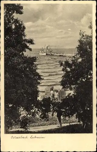 Ak Ostseebad Lubmin Vorpommern, Seebrücke, Dampfer, Strand