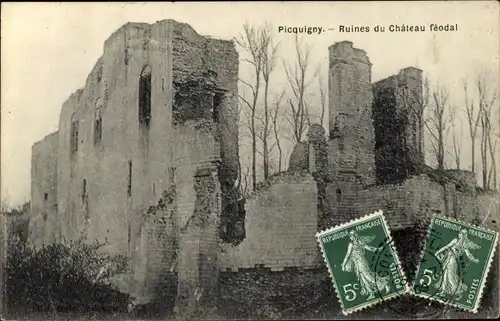 Ak Picquigny-Somme, Ruinen des Feudalschlosses