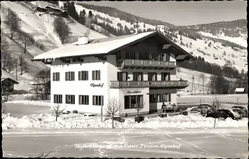 Ak Saalbach Hinterglemm in Salzburg, Pension Alpenhof, Schneeansicht