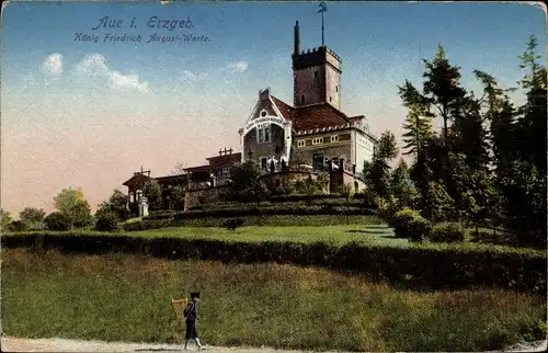 Ak Aue im Erzgebirge Sachsen, König Friedrich August Warte