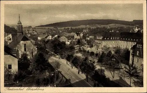 Ak Oberschlema Bad Schlema im Erzgebirge, Teilansicht, Kirche