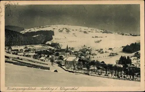 Ak Klingenthal im Vogtland, Aschberg, Winteransicht, Kirche