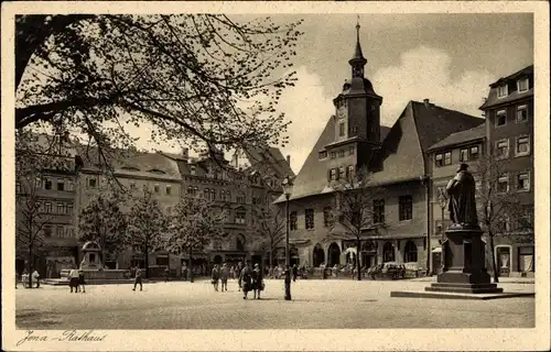 Ak Jena, Marktplatz, Rathaus, Bismarckbrunnen, Hanfried
