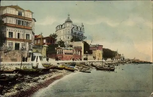 Ak Sassnitz auf der Insel Rügen, Blick zur Strandpromenade, Hotels