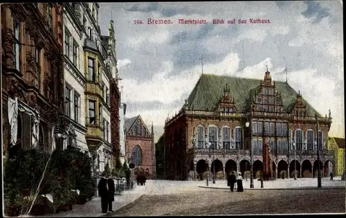 Ak Hansestadt Bremen, Marktplatz, Blick auf das Rathaus