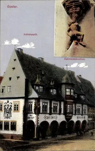 Ak Goslar am Harz, Kaiserworth, Dukatenmännchen