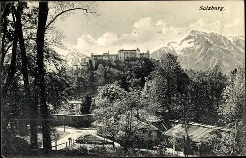 Ak Salzburg in Österreich, Blick zum Schloss
