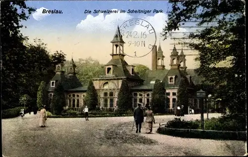 Ak Wrocław Breslau Schlesien, Schweizerei im Scheitniger Park
