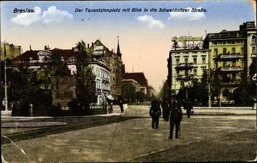 Ak Wrocław Breslau Schlesien, Tauentzienplatz, Schweidnitzer Straße