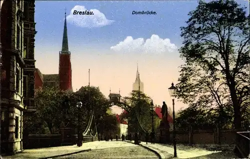 Ak Wrocław Breslau Schlesien, Dombrücke