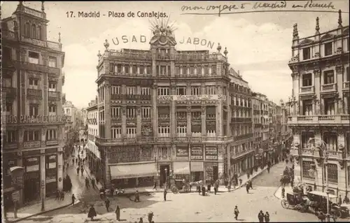 AK Madrid, Spanien, Plaza de Canalejas