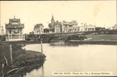 Ak Mar del Plata Argentinien, Parque Grl. Paz y Boulevard Maritimo