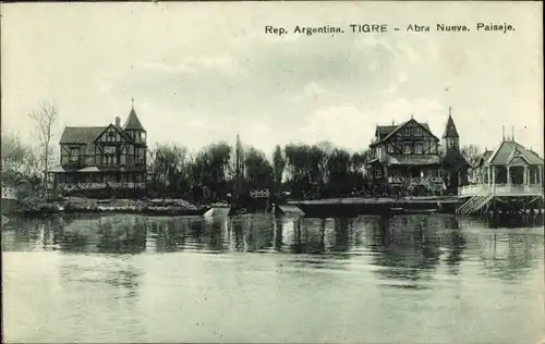 Ak Tigre Argentinien, Abra Nueva Paisaje, Fachwerkhäuser