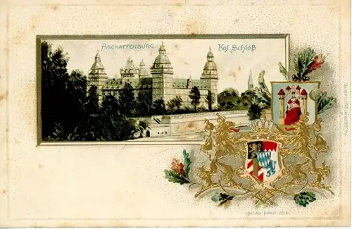 Wappen Ak Aschaffenburg Unterfranken Bayern, Schloss