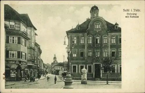 Ak Suhl in Thüringen, Steinweg, Rathaus