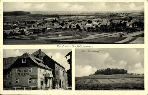 Ak Groß Schneen Friedland, Gasthaus Fr. Hörtemann, Der Einzelberg, Totalansicht