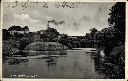 Ak Bork Selm in Westfalen, Lippe, Fluss, Häuser