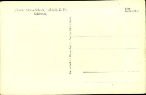Ak Lülsfeld in Unterfranken, Kloster Maria-Schnee, Schlafsaal