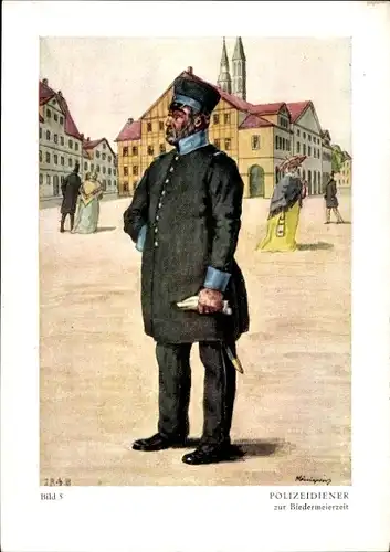 Künstler Ak Königsdorf, Braunschweig, Polizeidiener zur Biedermeierzeit 1848