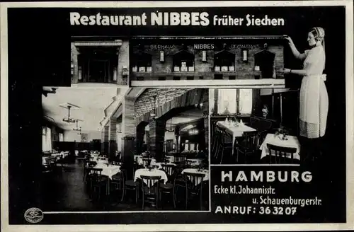 Ak Hamburg Mitte Altstadt, Restaurant Nibbes, Kleine Johannisstraße, Schauenburgerstraße