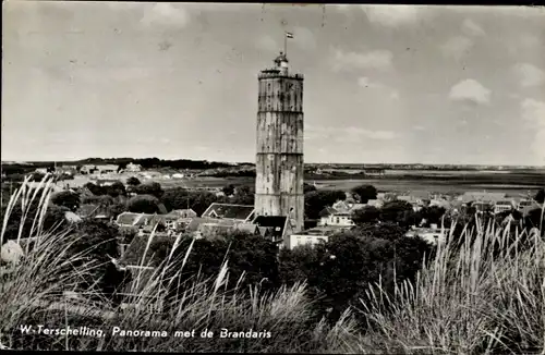 Ak West Terschelling Friesland Niederlande, Panorama, Brandaris