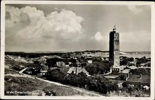 Ak West Terschelling Friesland Niederlande, Panorama, Turm