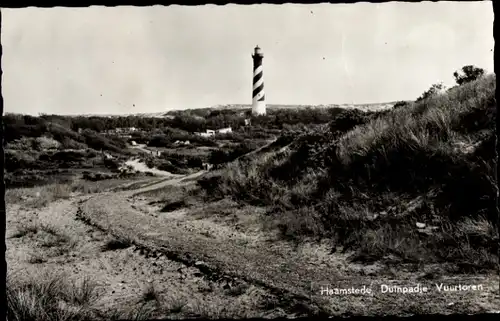 Ak Haamstede Zeeland Niederlande, Leuchtturm, Dünenweg