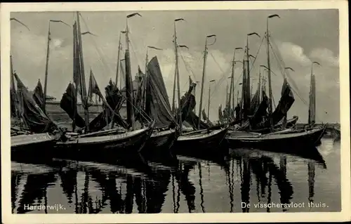 Ak Harderwijk Gelderland, Fischerboote im Hafen