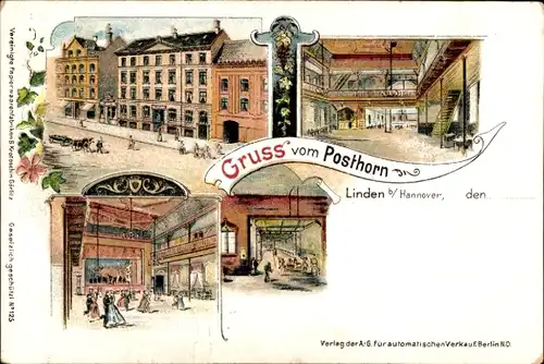 Litho Linden Hannover in Niedersachsen, Gasthaus Posthorn, Saal