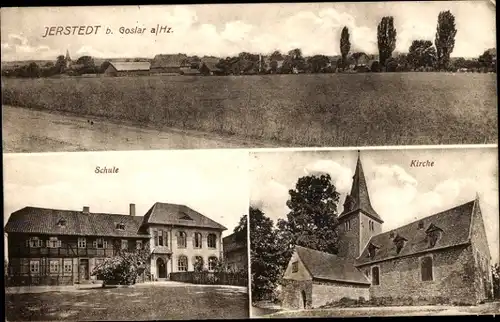 Ak Jerstedt Goslar am Harz, Gesamtansicht, Schule, Kirche