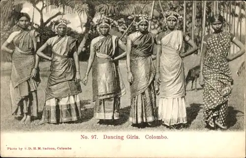 Ak Colombo Ceylon Sri Lanka, Tanzende Mädchen