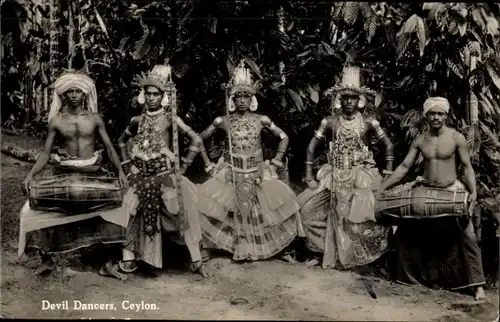 Ak Ceylon Sri Lanka, Teufelstänzer