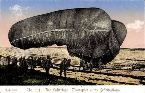 Ak Transport eines Fesselballons, Luftkrieg, Deutsche Soldate