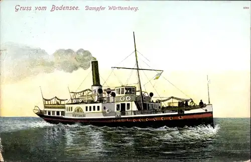 Ak Dampfer Württemberg auf dem Bodensee
