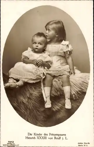 Passepartout Ak Kinder des Prinzenpaares Heinrich XXXIII. von Reuß, Liersch 7912