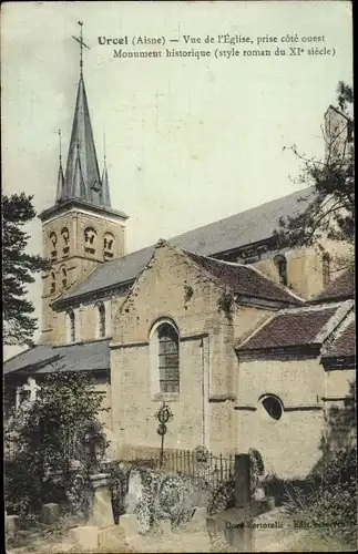 Ak Urcel Aisne, Kirche, Friedhof