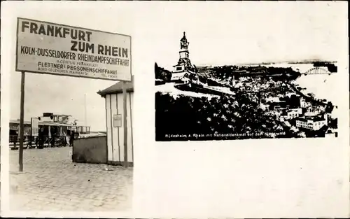 Ak Frankfurt am Main, Köln-Düsseldorfer Rheindampfschifffahrt, Rüdesheim, Niederwalddenkmal