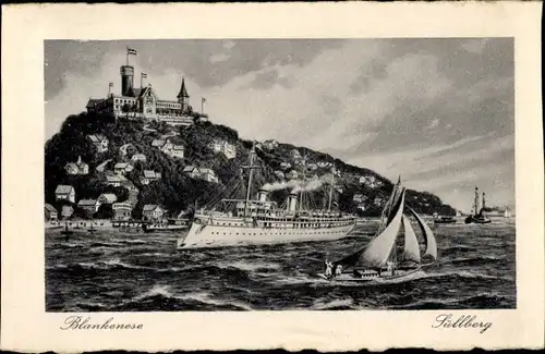 Ak Hamburg Altona Blankenese, Blick zum Süllberg, Restaurant