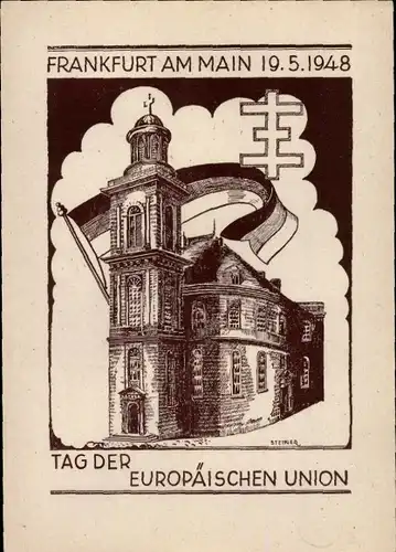 Ganzsachen Künstler Ak Frankfurt am Main, Werbung für Tag der Europäischen Union, 1948