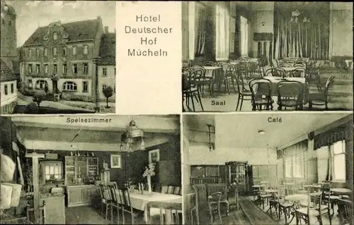 Ak Mücheln im Saalekreis, Hotel Deutscher Hof, Speisezimmer, Café