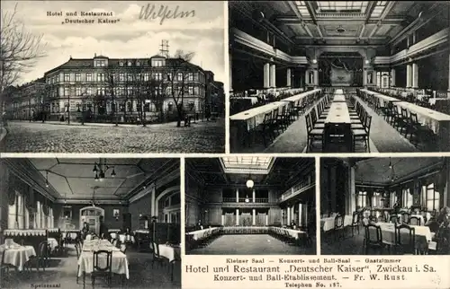 Ak Zwickau in Sachsen, Hotel Restaurant Deutscher Kaiser, Ballsaal, Gastzimmer