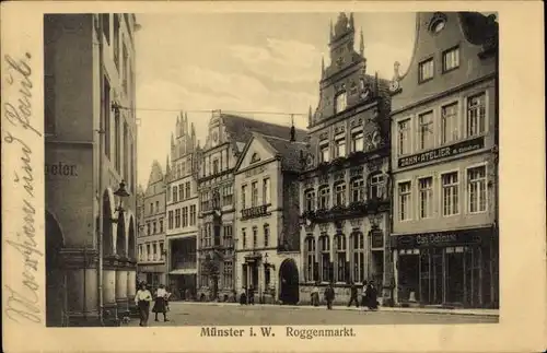 Ak Münster in Westfalen, Roggenmarkt, Zahn-Atelier