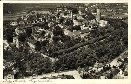 Ak Friedberg in Hessen, Burg, Fliegeraufnahme