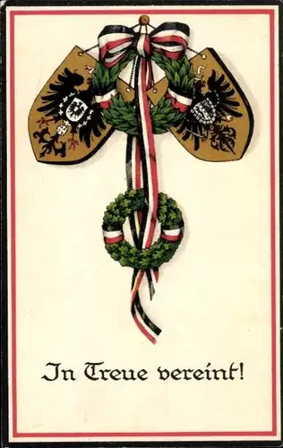 Ak In Treue vereint, Wappen, Deutschland, Österreich, Eichenkranz