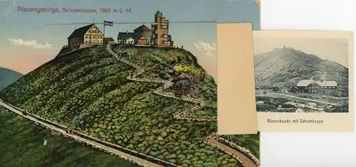 Leporello Ak Pec pod Sněžkou Petzer Riesengebirge Region Königsgrätz, Riesenbaude, Schneekoppe