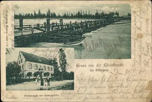 Ak Ottenheim Schwanau in Baden, Rheinbrücke, Wirtschaft zur Rheinbrücke